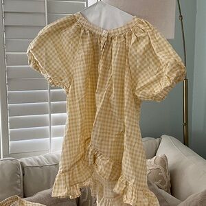 Yellow Gingham Women's Pajama Top by Piyama